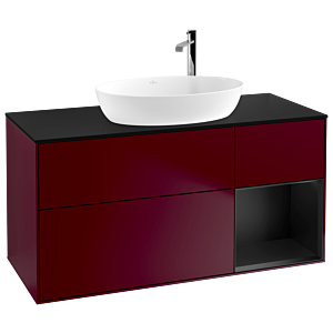 Villeroy et Boch Finion Villeroy et Boch G952PDHB 120cm, plaque de finition noir mat, Emotion, étagères laqué noir mat, Peony Matt