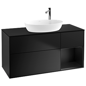 Villeroy et Boch Finion Villeroy et Boch G952PDPD 120cm, plaque de recouvrement noir mat, Emotion, étagères Laque noire mate, Laque noire mate