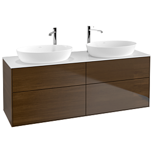 Villeroy und Boch Finion Waschtischunterschrank G96100GN 160x60,3cm, Emotion, Abdeckplatte white matt, Walnut veneer