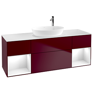 Villeroy und Boch Finion Waschtischunterschrank G981GFHB 160cm, Abdeckplatte white matt, Emotion, Regale Glossy white lacquer, Peony Matt