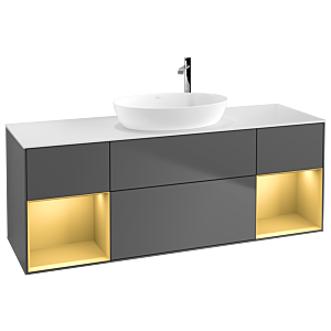 Villeroy and Boch Finion Villeroy and Boch Finion G981HFGK 160cm, cover plate white matt, Emotion, shelves gold matt lacquer, anthracite matt