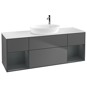 Villeroy and Boch Finion Villeroy and Boch Finion G981HGGK 160cm, cover plate white matt, Emotion, shelves midnight matt lacquer, anthracite matt