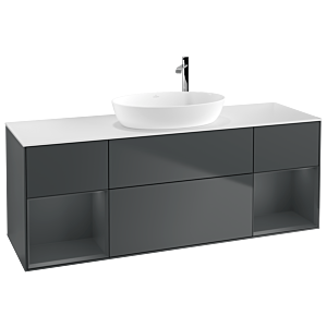 Villeroy und Boch Finion Waschtischunterschrank G981HGHG 160cm, Abdeckplatte white matt, Emotion, Regale Midnight matt lacquer, Midnight Blue Matt Lacquer