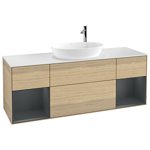 Villeroy et Boch Finion Villeroy et Boch G981HGPC 160cm, plaque de finition blanc mat, Emotion, étagères Laque mat minuit, Oak Veneer