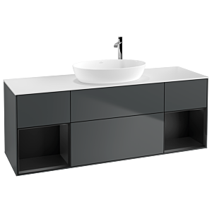 Villeroy und Boch Finion Waschtischunterschrank G981PDHG 160cm, Abdeckplatte white matt, Emotion, Regale Black matt lacquer, Midnight Blue Matt Lacquer
