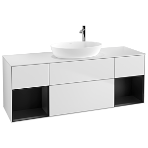 Villeroy and Boch Finion Villeroy and Boch Finion G981PDMT 160cm, cover plate white matt, Emotion, shelves black matt lacquer, white matt lacquer