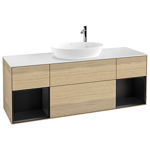 Villeroy and Boch Finion Villeroy and Boch Finion G981PDPC 160cm, cover plate white matt, Emotion, shelves black matt lacquer, Oak Veneer
