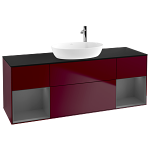 Villeroy et Boch Finion Villeroy et Boch G982GKHB 160cm, plaque de recouvrement noire mate, Emotion, étagères Peony Matt anthracite mat, Peony Matt