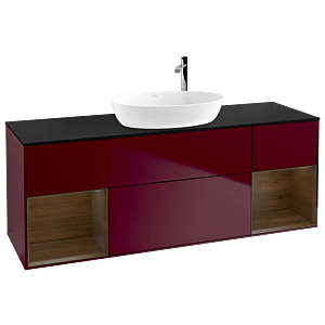 Villeroy et Boch Finion Villeroy et Boch G982GNHB 160cm, plaque de finition noir mat, émotion, étagères Walnut Veneer , Peony Matt