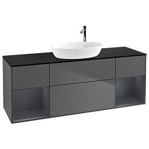 Villeroy et Boch Finion Villeroy et Boch G982HGGK 160cm, plaque de recouvrement noir mat, Emotion, étagères laqué mat Midnight, anthracite mat