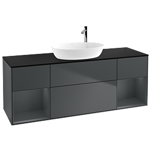 Villeroy et Boch Finion Villeroy et Boch G982HGHG 160cm, plaque de recouvrement noir mat, Emotion, étagères Midnight laqué mat, Midnight Blue Matt Lacquer
