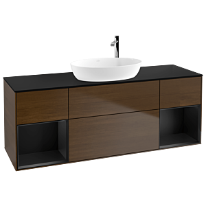 Villeroy et Boch Finion Villeroy et Boch G982PDGN 160cm, plaque de recouvrement noir mat, Emotion, étagères Laque noire mate, placage noyer
