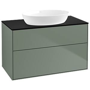 Villeroy und Boch Finion Waschtischunterschrank GA0200GM 100x60,3cm, Emotion, Abdeckplatte black matt, Olive Matt Lacquer