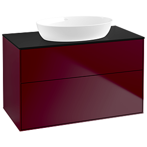 Villeroy et Boch Finion GA0200HB 100x60.3cm, Emotion, plaque de recouvrement noir mat, Peony Matt