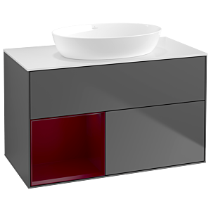 Villeroy und Boch Finion Waschtischunterschrank GA11HBGK 100cm, Abdeckplatte white matt, Emotion, Regale Peony matt lacquer, Anthracite matt