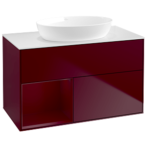 Villeroy und Boch Finion Waschtischunterschrank GA11HBHB 100cm, Abdeckplatte white matt, Emotion, Regale Peony matt lacquer, Peony Matt