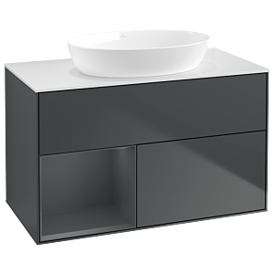 Villeroy und Boch Finion Waschtischunterschrank GA11HGHG 100cm, Abdeckplatte white matt, Emotion, Regale Midnight matt lacquer, Midnight Blue Matt Lacquer