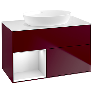 Villeroy und Boch Finion Waschtischunterschrank GA11MTHB 100cm, Abdeckplatte white matt, Emotion, Regale White matt lacquer, Peony Matt