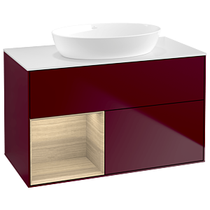 Villeroy et Boch Finion Villeroy et Boch GA11PCHB 100cm, plaque de recouvrement blanc mat, emotion, étagères Oak Veneer , Peony Matt