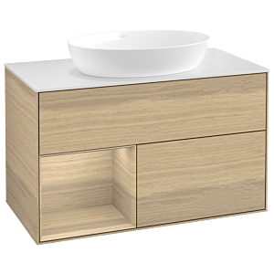 Villeroy und Boch Finion Waschtischunterschrank GA11PCPC 100cm, Abdeckplatte white matt, Emotion, Regale Oak Veneer, Oak Veneer