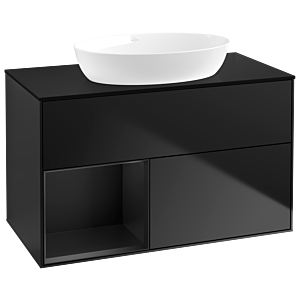Villeroy und Boch Finion Waschtischunterschrank GA12PDPD 100cm, Abdeckplatte black matt, Emotion, Regale Black matt lacquer, Black matt lacquer