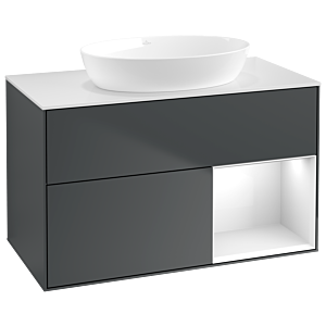 Villeroy and Boch Finion Villeroy and Boch Finion GA21GFHG 100cm, cover plate white matt, Emotion, shelves Glossy white lacquer, Midnight Blue Matt Lacquer