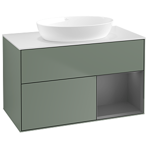 Villeroy and Boch Finion Villeroy and Boch Finion GA21GKGM 100cm, cover plate white matt, Emotion, shelves anthracite matt lacquer, Olive Matt Lacquer