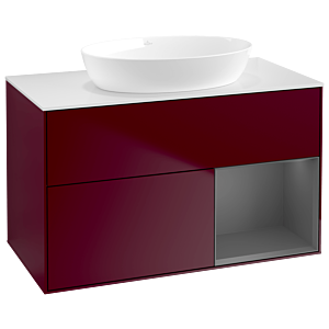 Villeroy und Boch Finion Waschtischunterschrank GA21GKHB 100cm, Abdeckplatte white matt, Emotion, Regale Anthracite matt lacquer, Peony Matt