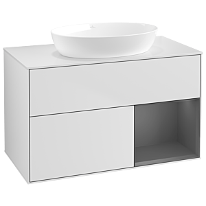 Villeroy and Boch Finion Villeroy and Boch Finion GA21GKMT 100cm, cover plate white matt, Emotion, shelves anthracite matt lacquer, white matt lacquer