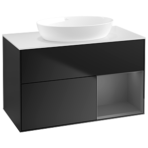 Villeroy and Boch Finion Villeroy and Boch Finion GA21GKPD 100cm, cover plate white matt, Emotion, shelves anthracite matt lacquer, black matt lacquer