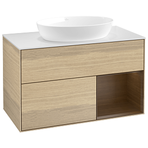 Villeroy et Boch Finion Villeroy et Boch GA21GNPC 100cm, plaque de recouvrement blanc mat, emotion, étagères Walnut Veneer , Oak Veneer