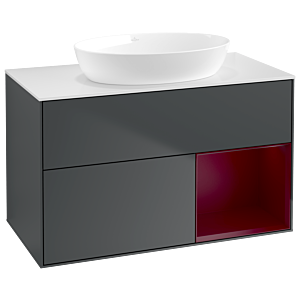 Villeroy und Boch Finion Waschtischunterschrank GA21HBHG 100cm, Abdeckplatte white matt, Emotion, Regale Peony matt lacquer, Midnight Blue Matt Lacquer