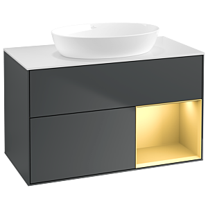 Villeroy and Boch Finion Villeroy and Boch Finion GA21HFHG 100cm, cover plate white matt, Emotion, shelves gold matt lacquer, midnight Blue Matt Lacquer