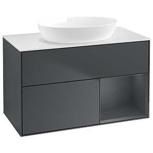 Villeroy und Boch Finion Waschtischunterschrank GA21HGHG 100cm, Abdeckplatte white matt, Emotion, Regale Midnight matt lacquer, Midnight Blue Matt Lacquer