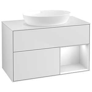Villeroy und Boch Finion Waschtischunterschrank GA21MTMT 100cm, Abdeckplatte white matt, Emotion, Regale White matt lacquer, White matt lacquer