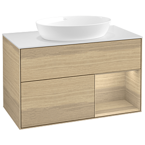 Villeroy and Boch Finion Villeroy and Boch Finion GA21PCPC 100cm, cover plate white matt, Emotion, shelves Oak Veneer , Oak Veneer