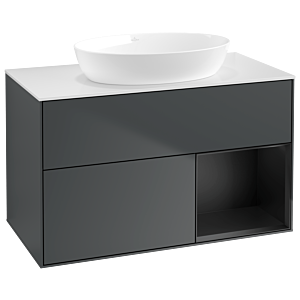 Villeroy and Boch Finion Villeroy and Boch Finion GA21PDHG 100cm, cover plate white matt, Emotion, shelves black matt lacquer, midnight Blue Matt Lacquer