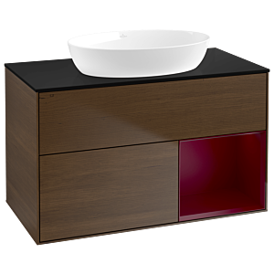 Villeroy and Boch Finion Villeroy and Boch Finion GA22HBGN 100cm, cover plate black matt, Emotion, shelves Peony matt lacquer, Peony veneer
