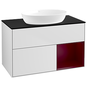 Villeroy and Boch Finion Villeroy and Boch Finion GA22HBMT 100cm, cover plate black matt, Emotion, shelves Peony matt lacquer, white matt lacquer