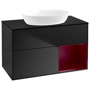 Villeroy and Boch Finion Villeroy and Boch Finion GA22HBPD 100cm, cover plate black matt, Emotion, shelves Peony matt lacquer, black matt lacquer