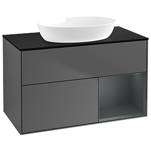 Villeroy and Boch Finion Villeroy and Boch Finion GA22HGGK 100cm, cover plate black matt, Emotion, shelves midnight matt lacquer, anthracite matt