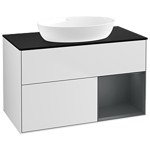Villeroy and Boch Finion Villeroy and Boch Finion GA22HGMT 100cm, cover plate black matt, Emotion, shelves midnight matt lacquer, white matt lacquer