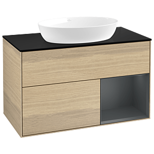 Villeroy and Boch Finion Villeroy and Boch Finion GA22HGPC 100cm, cover plate black matt, Emotion, shelves Midnight matt lacquer, Oak Veneer