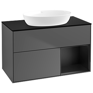 Villeroy and Boch Finion Villeroy and Boch Finion GA22PDGK 100cm, cover plate black matt, Emotion, shelves black matt lacquer, anthracite matt