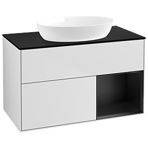 Villeroy et Boch Finion Villeroy et Boch GA22PDMT 100cm, plaque de recouvrement noir mat, Emotion, étagères Laque noire mate, Laque blanche mate