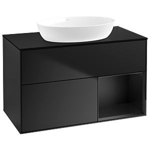 Villeroy et Boch Finion Villeroy et Boch GA22PDPD 100cm, plaque de recouvrement noir mat, Emotion, étagères Laque noire mate, Laque noire mate