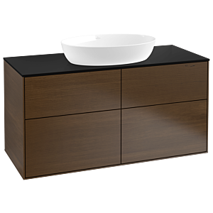 Villeroy und Boch Finion Waschtischunterschrank GA3200GN 120x60,3cm, Emotion, Abdeckplatte black matt, Walnut veneer