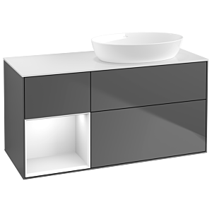 Villeroy and Boch Finion Villeroy and Boch Finion GA41GFGK 120cm, cover plate white matt, Emotion, shelves Glossy white lacquer, anthracite matt