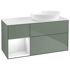 Villeroy and Boch Finion Villeroy and Boch Finion GA41GFGM 120cm, cover plate white matt, Emotion, shelves Glossy white lacquer, Olive Matt Lacquer