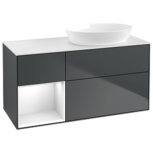 Villeroy and Boch Finion Villeroy and Boch Finion GA41GFHG 120cm, cover plate white matt, Emotion, shelves Glossy white lacquer, Midnight Blue Matt Lacquer